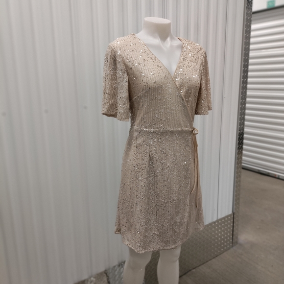 She & Sky Sequin Short Sleeve Wrap Dress size M - Picture 10 of 14